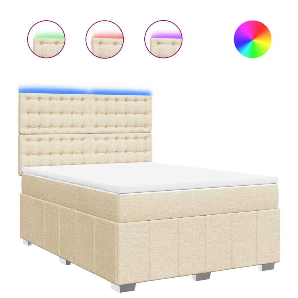 Κρεβάτι Boxspring με Στρώμα Κρεμ 160x200 εκ. Υφασμάτινο