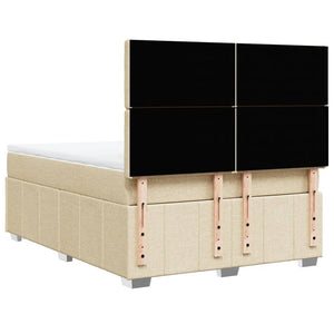 Κρεβάτι Boxspring με Στρώμα Κρεμ 160x200 εκ. Υφασμάτινο - Pakobazaar