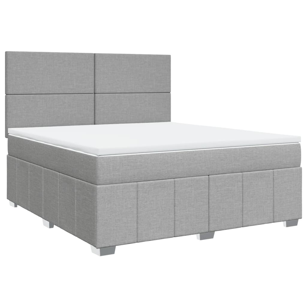 Κρεβάτι Boxspring με Στρώμα Ανοιχτό Γκρι 180x200 εκ. Υφασμάτινο - Pakobazaar