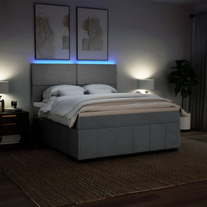 Κρεβάτι Boxspring με Στρώμα Ανοιχτό Γκρι 180x200 εκ. Υφασμάτινο - Pakobazaar