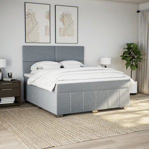 Κρεβάτι Boxspring με Στρώμα Ανοιχτό Γκρι 180x200 εκ. Υφασμάτινο - Pakobazaar