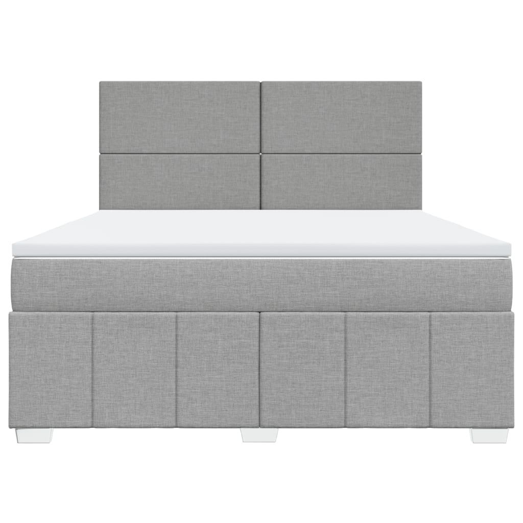 Κρεβάτι Boxspring με Στρώμα Ανοιχτό Γκρι 180x200 εκ. Υφασμάτινο - Pakobazaar