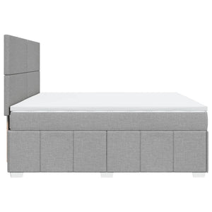 Κρεβάτι Boxspring με Στρώμα Ανοιχτό Γκρι 180x200 εκ. Υφασμάτινο - Pakobazaar