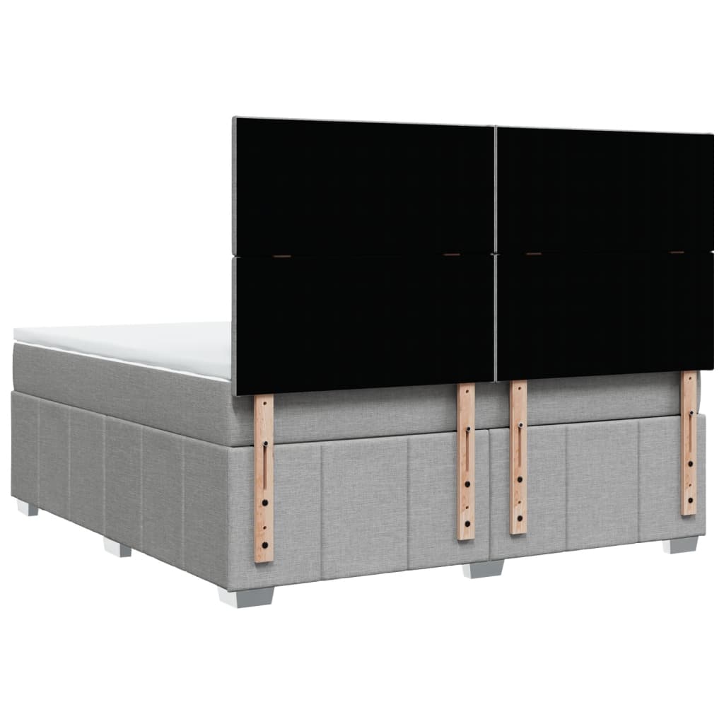 Κρεβάτι Boxspring με Στρώμα Ανοιχτό Γκρι 180x200 εκ. Υφασμάτινο - Pakobazaar