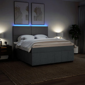 Κρεβάτι Boxspring με Στρώμα Σκούρο Γκρι 180x200 εκ Υφασμάτιν