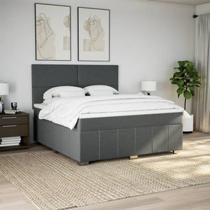 Κρεβάτι Boxspring με Στρώμα Σκούρο Γκρι 180x200 εκ Υφασμάτιν