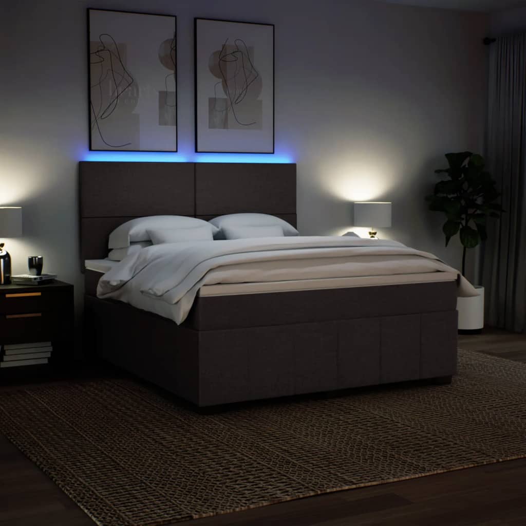 Κρεβάτι Boxspring με Στρώμα Σκούρο Καφέ 180x200 εκ Υφασμάτινο - Pakobazaar