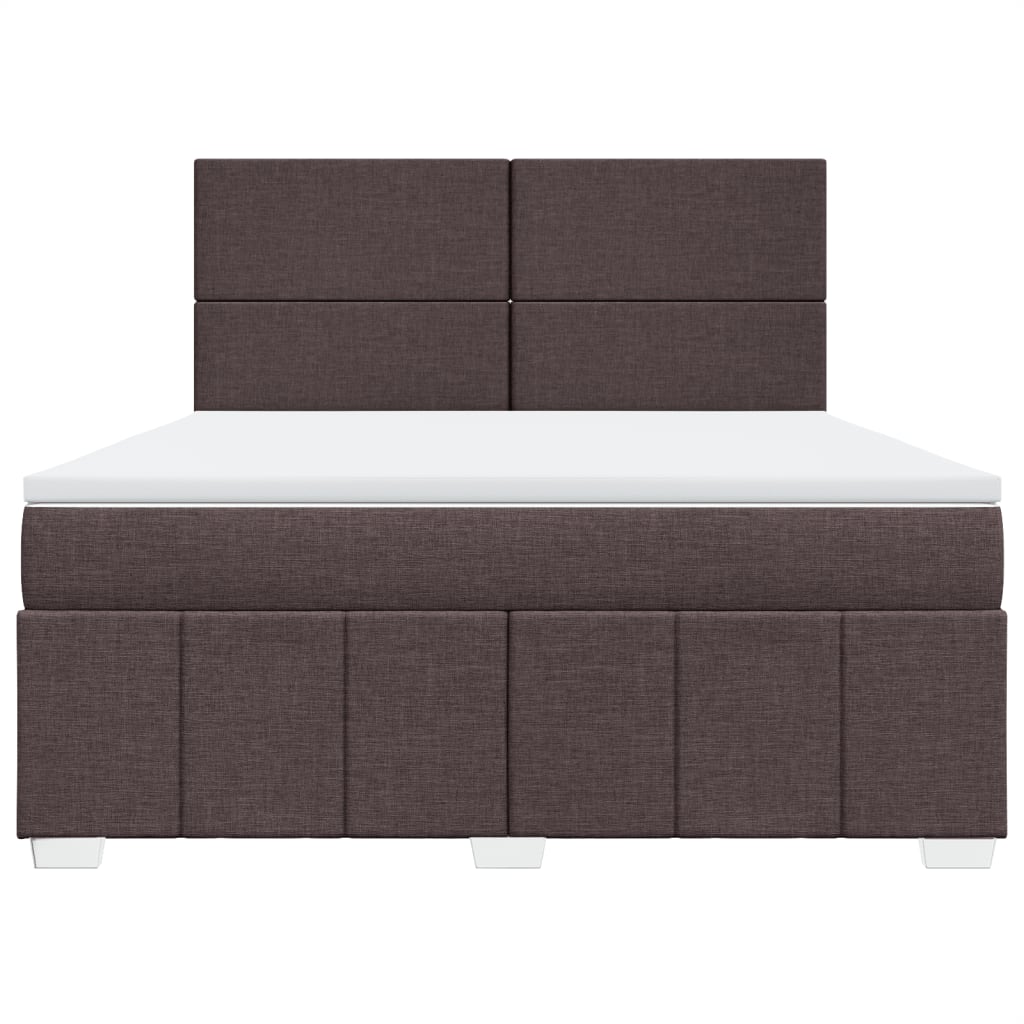 Κρεβάτι Boxspring με Στρώμα Σκούρο Καφέ 180x200 εκ Υφασμάτινο - Pakobazaar