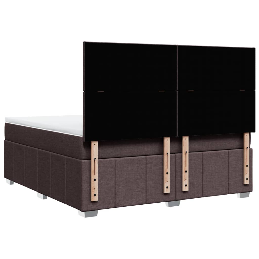 Κρεβάτι Boxspring με Στρώμα Σκούρο Καφέ 180x200 εκ Υφασμάτινο - Pakobazaar