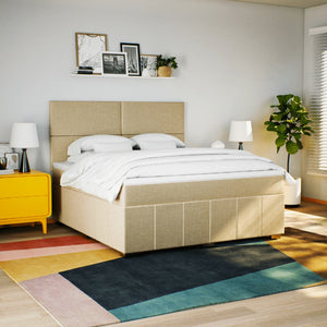Κρεβάτι Boxspring με Στρώμα Κρεμ 180x200 εκ. Υφασμάτινο - Pakobazaar