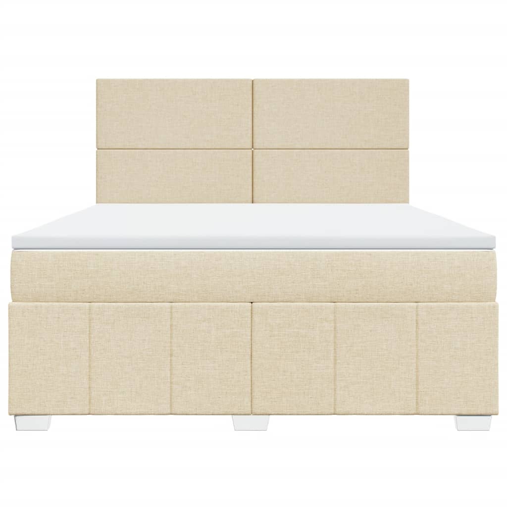 Κρεβάτι Boxspring με Στρώμα Κρεμ 180x200 εκ. Υφασμάτινο - Pakobazaar