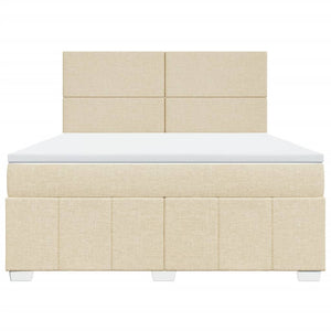 Κρεβάτι Boxspring με Στρώμα Κρεμ 180x200 εκ. Υφασμάτινο - Pakobazaar