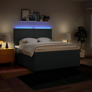 Κρεβάτι Boxspring με Στρώμα Μπλε 180x200 εκ. Υφασμάτινο