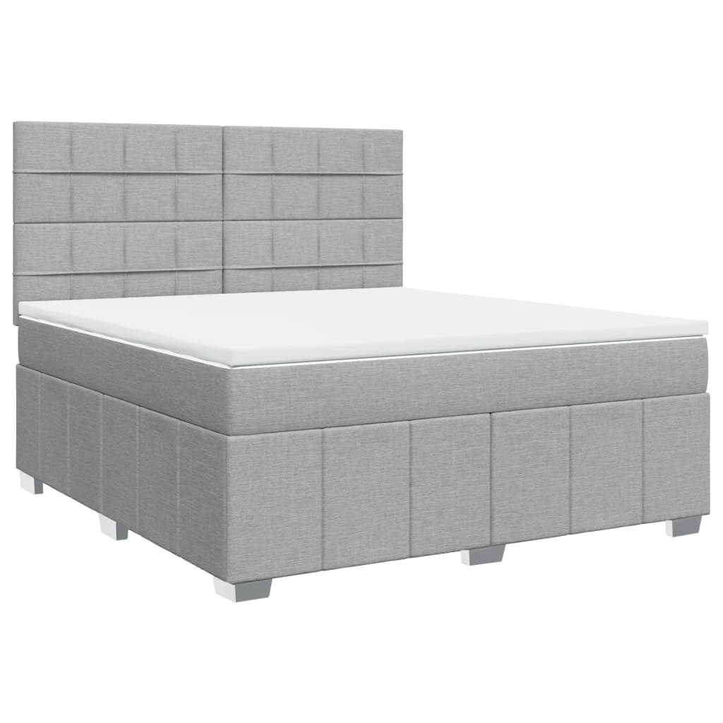 Κρεβάτι Boxspring με Στρώμα Ανοιχτό Γκρι 180x200 εκ. Υφασμάτινο - Pakobazaar
