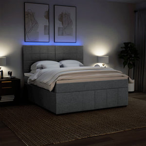 Κρεβάτι Boxspring με Στρώμα Ανοιχτό Γκρι 180x200 εκ. Υφασμάτινο - Pakobazaar