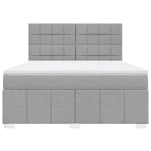 Κρεβάτι Boxspring με Στρώμα Ανοιχτό Γκρι 180x200 εκ. Υφασμάτινο - Pakobazaar
