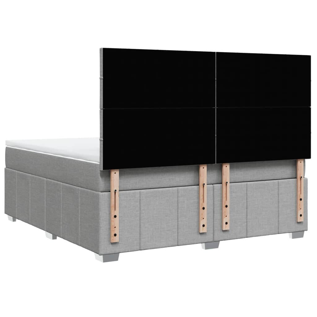 Κρεβάτι Boxspring με Στρώμα Ανοιχτό Γκρι 180x200 εκ. Υφασμάτινο - Pakobazaar