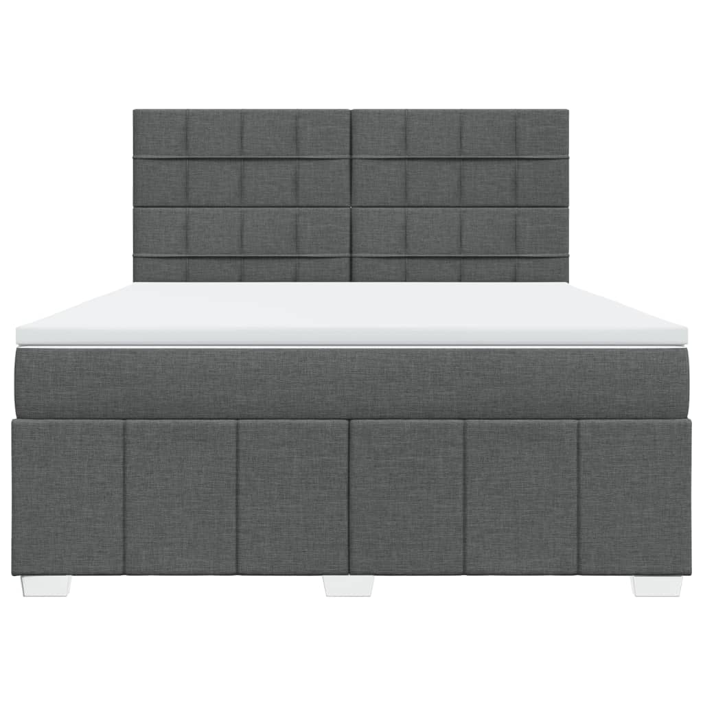 Κρεβάτι Boxspring με Στρώμα Σκούρο Γκρι 180x200 εκ Υφασμάτιν - Pakobazaar