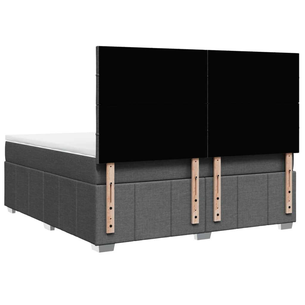 Κρεβάτι Boxspring με Στρώμα Σκούρο Γκρι 180x200 εκ Υφασμάτιν - Pakobazaar