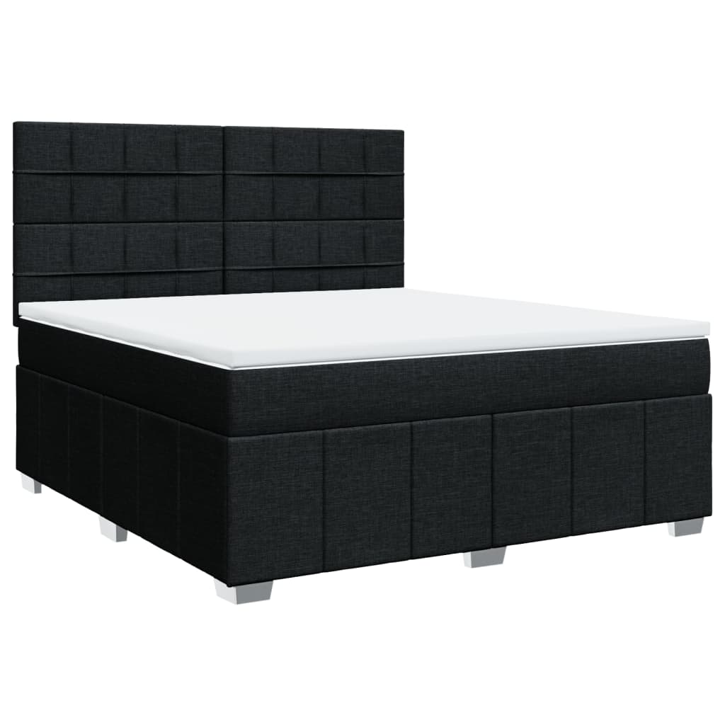 Κρεβάτι Boxspring με Στρώμα Μαύρο 180x200 εκ. Υφασμάτινο - Pakobazaar