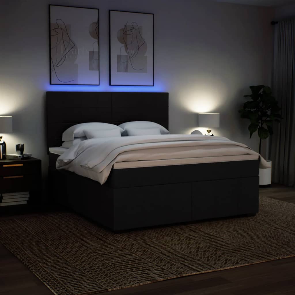 Κρεβάτι Boxspring με Στρώμα Μαύρο 180x200 εκ. Υφασμάτινο - Pakobazaar