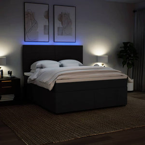 Κρεβάτι Boxspring με Στρώμα Μαύρο 180x200 εκ. Υφασμάτινο - Pakobazaar