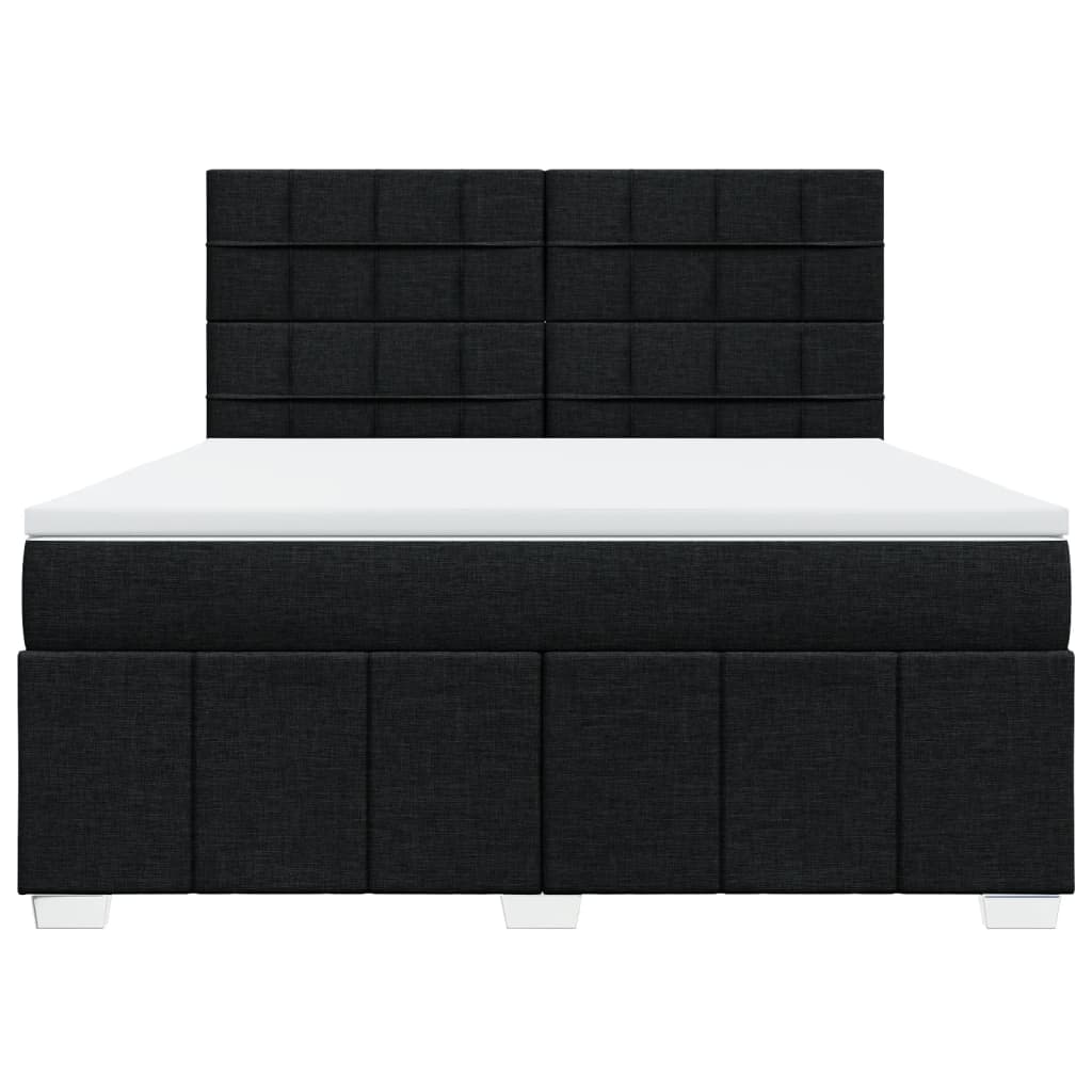 Κρεβάτι Boxspring με Στρώμα Μαύρο 180x200 εκ. Υφασμάτινο - Pakobazaar