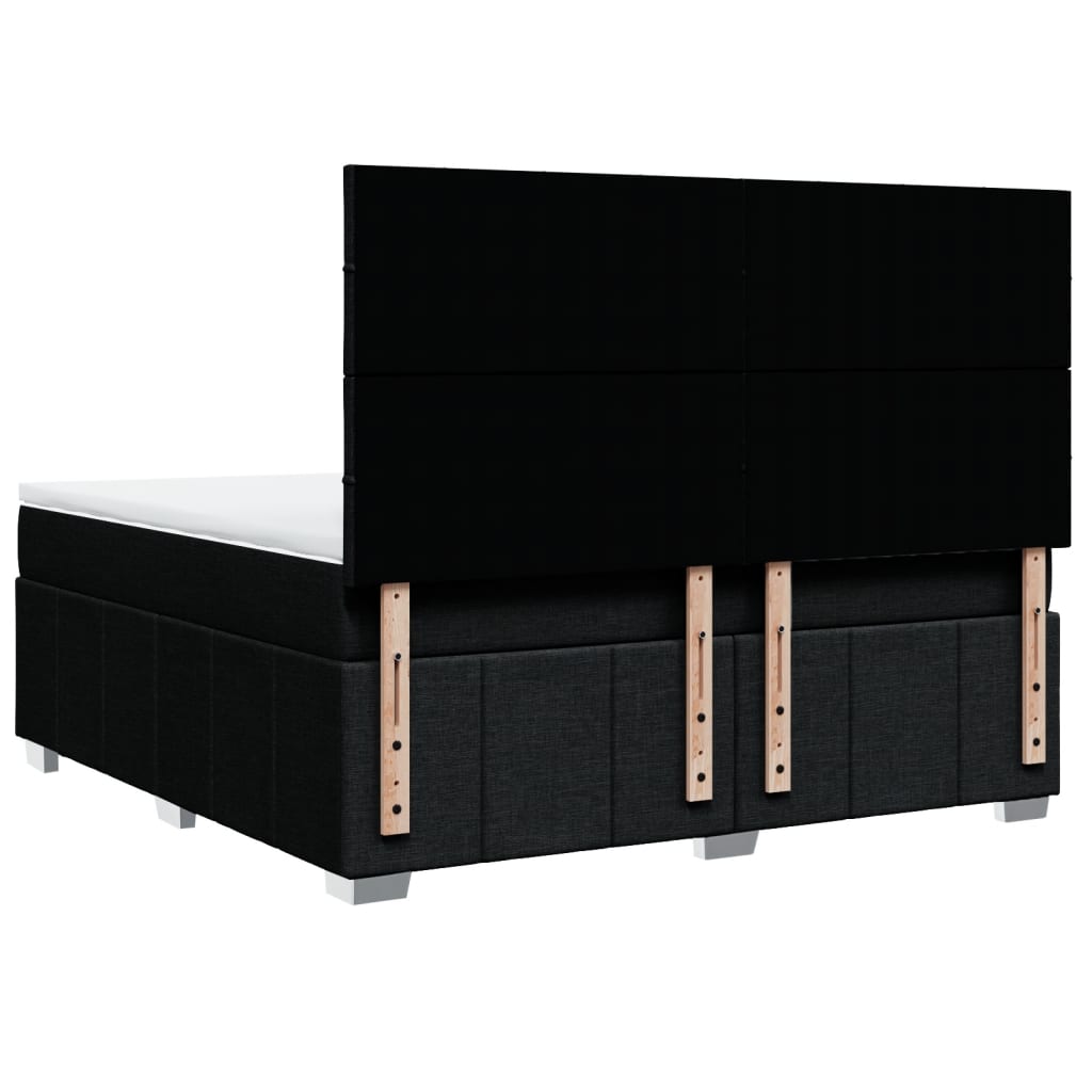 Κρεβάτι Boxspring με Στρώμα Μαύρο 180x200 εκ. Υφασμάτινο - Pakobazaar