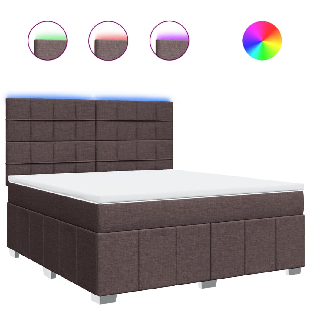 Κρεβάτι Boxspring με Στρώμα Σκούρο Καφέ 180x200 εκ Υφασμάτινο - Pakobazaar
