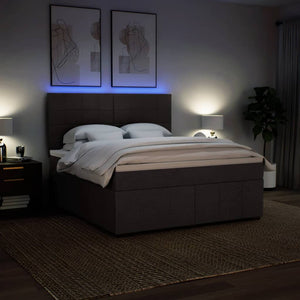 Κρεβάτι Boxspring με Στρώμα Σκούρο Καφέ 180x200 εκ Υφασμάτινο