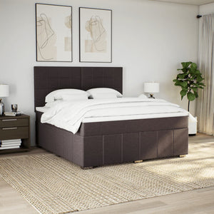 Κρεβάτι Boxspring με Στρώμα Σκούρο Καφέ 180x200 εκ Υφασμάτινο