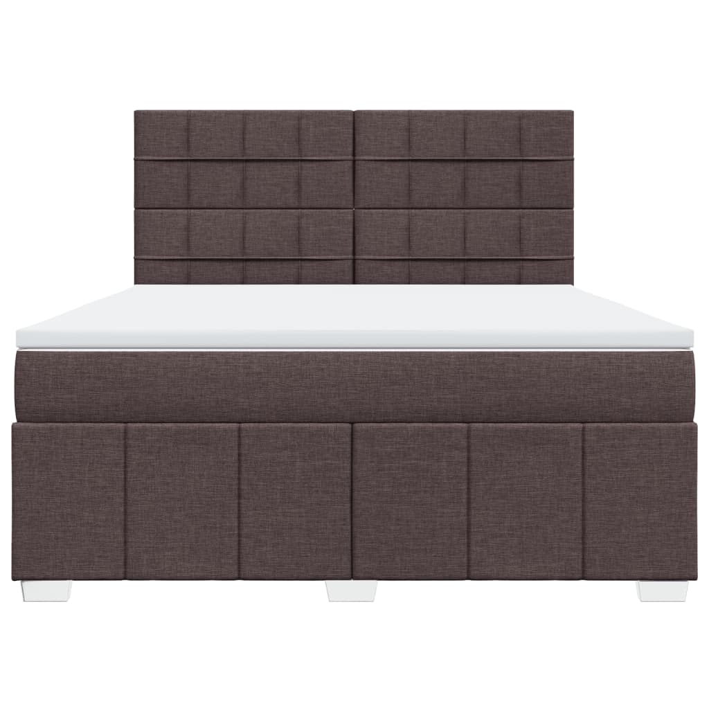 Κρεβάτι Boxspring με Στρώμα Σκούρο Καφέ 180x200 εκ Υφασμάτινο - Pakobazaar
