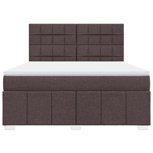 Κρεβάτι Boxspring με Στρώμα Σκούρο Καφέ 180x200 εκ Υφασμάτινο
