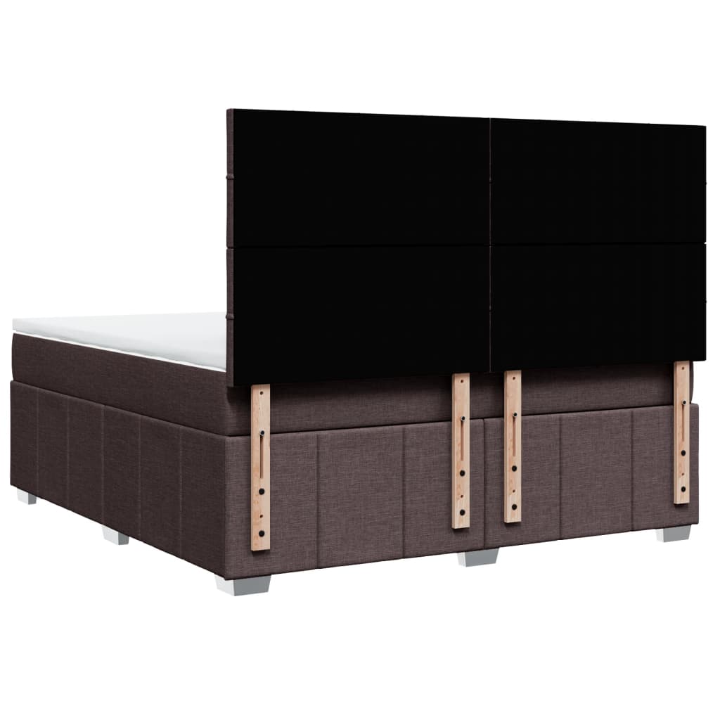 Κρεβάτι Boxspring με Στρώμα Σκούρο Καφέ 180x200 εκ Υφασμάτινο - Pakobazaar