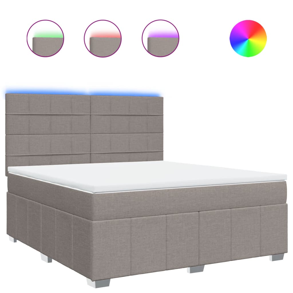 Κρεβάτι Boxspring με Στρώμα Taupe 180x200 εκ. Υφασμάτινο
