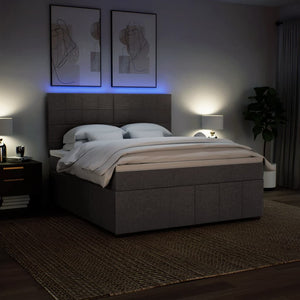 Κρεβάτι Boxspring με Στρώμα Taupe 180x200 εκ. Υφασμάτινο