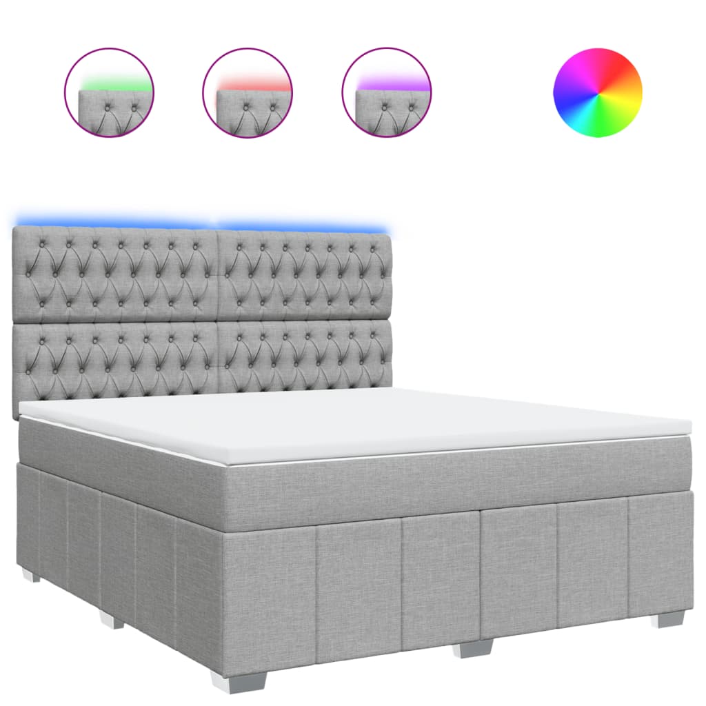 Κρεβάτι Boxspring με Στρώμα Ανοιχτό Γκρι 180x200 εκ. Υφασμάτινο - Pakobazaar