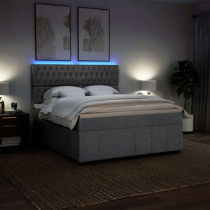Κρεβάτι Boxspring με Στρώμα Ανοιχτό Γκρι 180x200 εκ. Υφασμάτινο - Pakobazaar