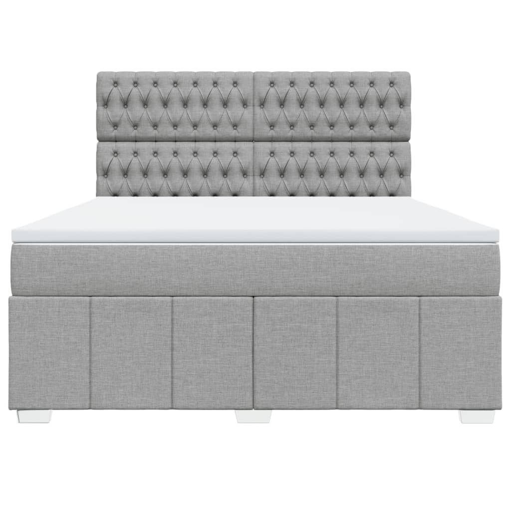 Κρεβάτι Boxspring με Στρώμα Ανοιχτό Γκρι 180x200 εκ. Υφασμάτινο - Pakobazaar