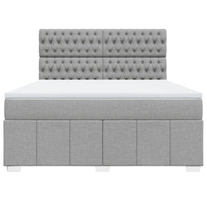 Κρεβάτι Boxspring με Στρώμα Ανοιχτό Γκρι 180x200 εκ. Υφασμάτινο - Pakobazaar