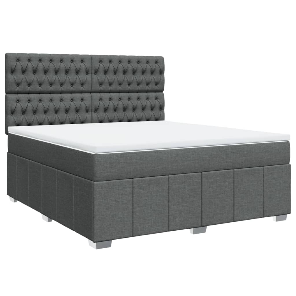 Κρεβάτι Boxspring με Στρώμα Σκούρο Γκρι 180x200 εκ Υφασμάτιν