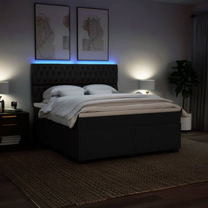 Κρεβάτι Boxspring με Στρώμα Μαύρο 180x200 εκ. Υφασμάτινο - Pakobazaar
