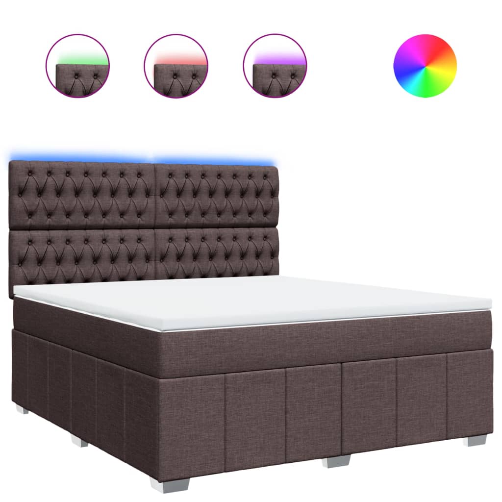 Κρεβάτι Boxspring με Στρώμα Σκούρο Καφέ 180x200 εκ Υφασμάτινο - Pakobazaar