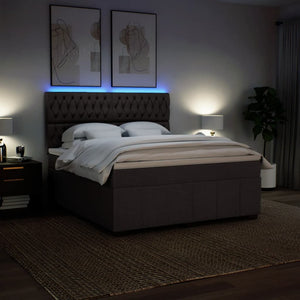 Κρεβάτι Boxspring με Στρώμα Σκούρο Καφέ 180x200 εκ Υφασμάτινο - Pakobazaar