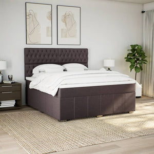 Κρεβάτι Boxspring με Στρώμα Σκούρο Καφέ 180x200 εκ Υφασμάτινο - Pakobazaar