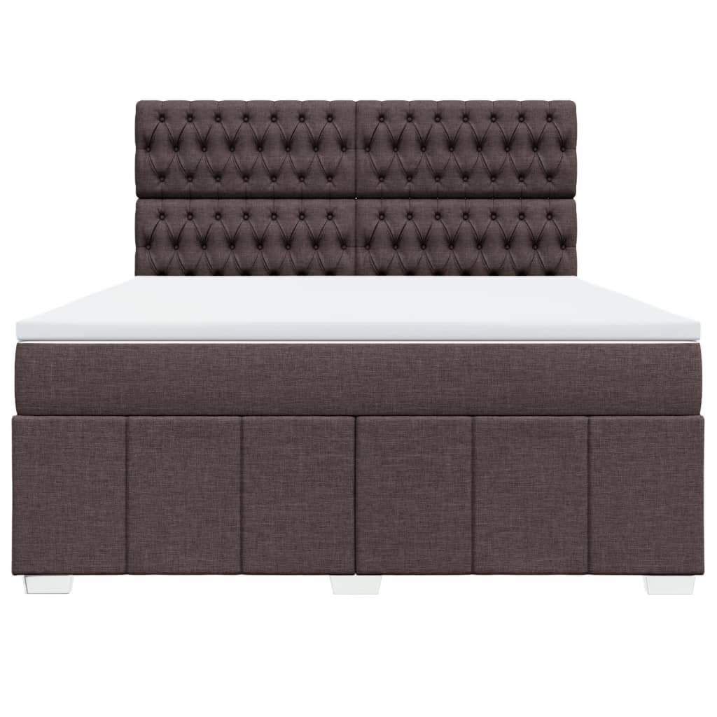 Κρεβάτι Boxspring με Στρώμα Σκούρο Καφέ 180x200 εκ Υφασμάτινο - Pakobazaar