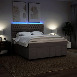 Κρεβάτι Boxspring με Στρώμα Taupe 180x200 εκ. Υφασμάτινο