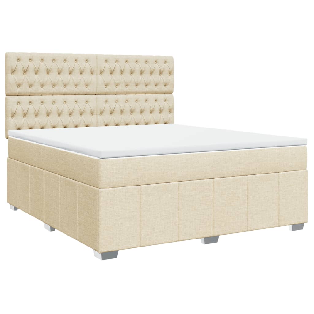 Κρεβάτι Boxspring με Στρώμα Κρεμ 180x200 εκ. Υφασμάτινο - Pakobazaar