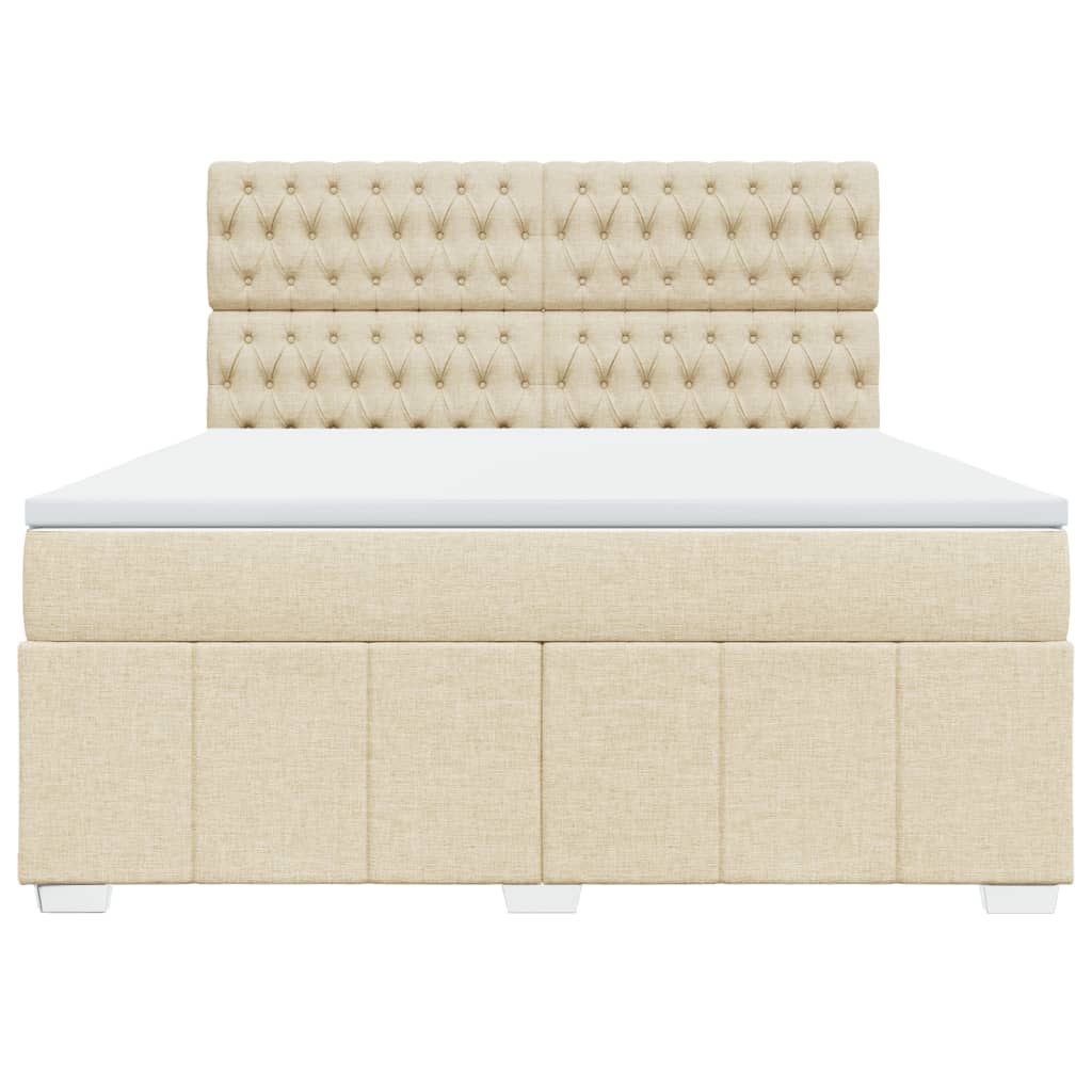 Κρεβάτι Boxspring με Στρώμα Κρεμ 180x200 εκ. Υφασμάτινο - Pakobazaar