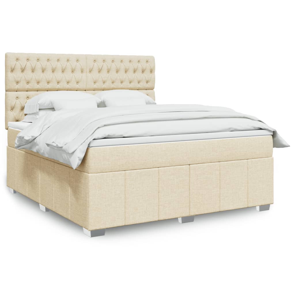 Κρεβάτι Boxspring με Στρώμα Κρεμ 180x200 εκ. Υφασμάτινο - Pakobazaar